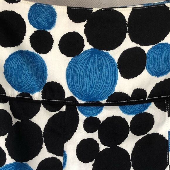 Becky & Max White Cotton Skirt W/Black & Blue Design Box Pleats 10 - Picture 4 of 7